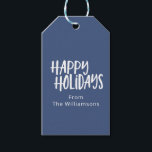 Modern Minimalist Happy Holidays Simple Blue Name  Gift Tags<br><div class="desc">Modern Minimalist Happy Holidays Simple Blue Name Gift Tags</div>