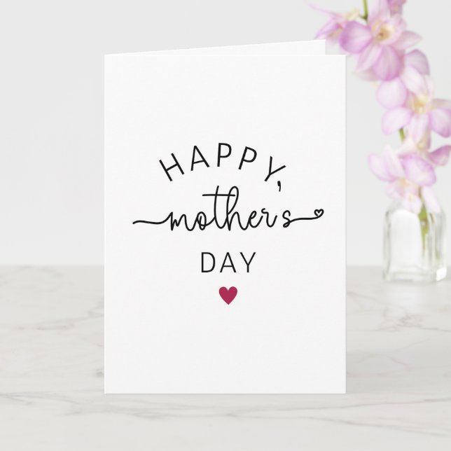 Modern Minimalist Happy Mother's Day Script Heart Card (Orchid)