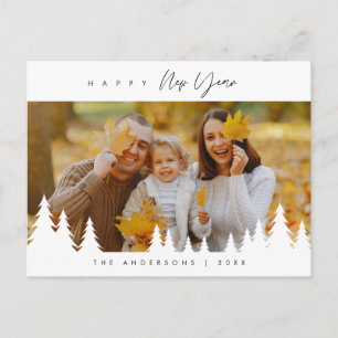 Modern Minimalist, Happy New Year Family Photo Postcard