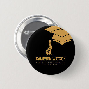 Modern Minimalist Hat and Tassel Graduation 6 Cm Round Badge