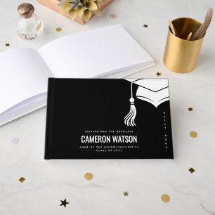 Modern Minimalist Hat and Tassel Graduation Guest Book