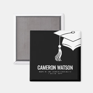 Modern Minimalist Hat and Tassel Graduation Magnet