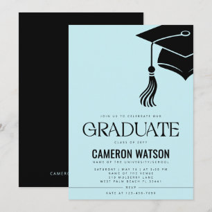 Modern Minimalist Hat and Tassel Graduation Party Invitation