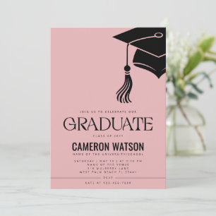 Modern Minimalist Hat and Tassel Graduation Party Invitation