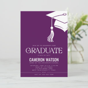 Modern Minimalist Hat and Tassel Graduation Party Invitation