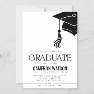 Modern Minimalist Hat and Tassel Graduation Party Magnetic Invitation
