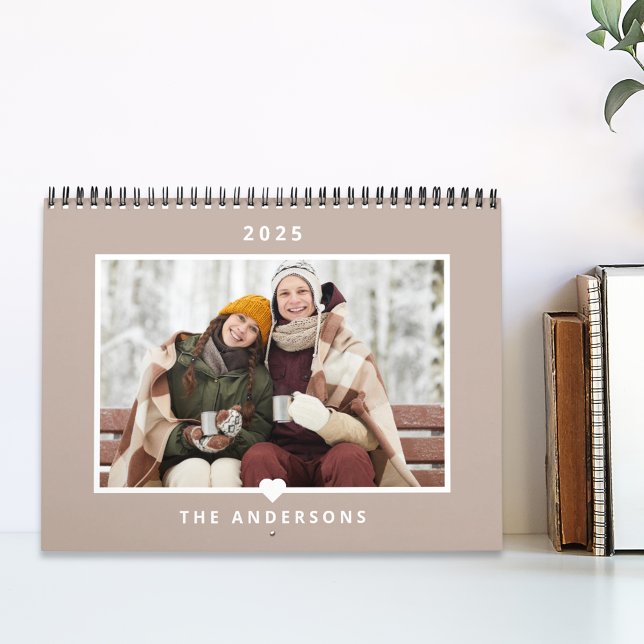 Modern Minimalist Heart Family Photo Calendar (Creator Uploaded)