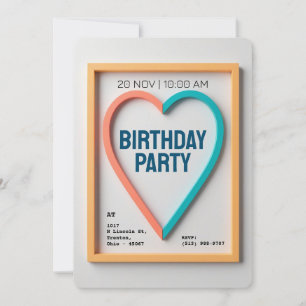 Modern Minimalist Heart Personalised Invitation