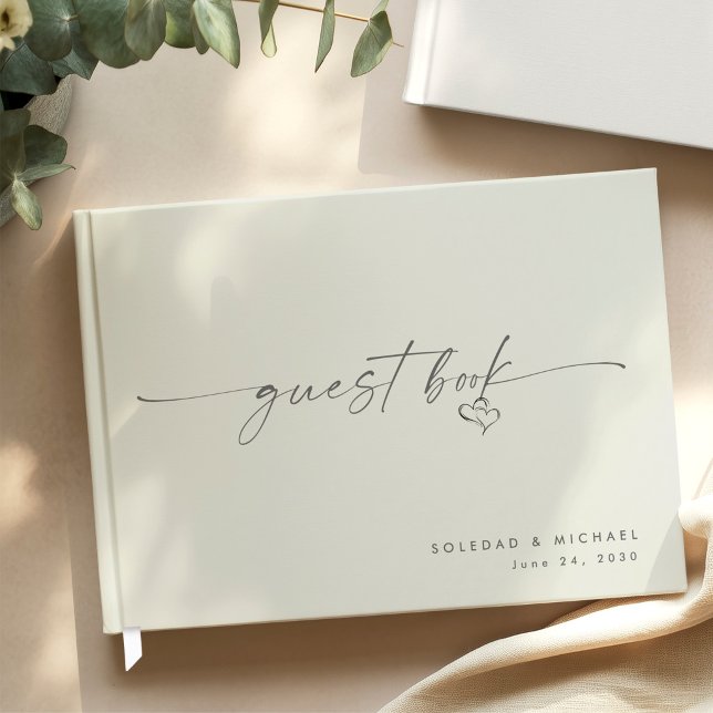 Modern Minimalist Heart Script Wedding  Guest Book (Creator Uploaded)