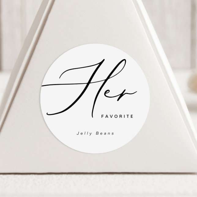 Modern Minimalist Her Favourite Favour Round Stick Classic Round Sticker (Creator Uploaded)