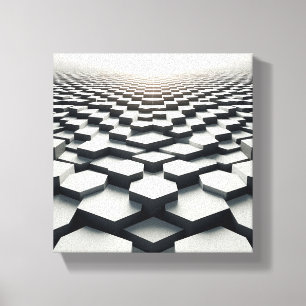 Modern Minimalist Hexagonal Matrix - Abstract 3D Canvas Print