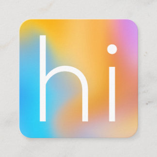 Modern minimalist "hi" colourful ombre gradient square business card