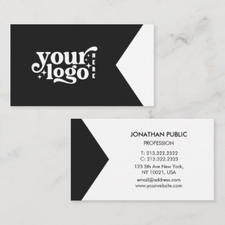 Modern Minimalist High Contrast Diagonal Split Bus Business Card