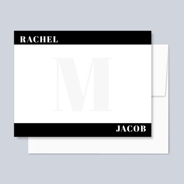 Modern Minimalist His & Hers Monogram Stationery Card (Creator Uploaded)