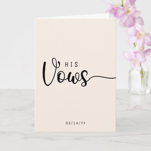 Modern Minimalist His Vows Wedding Vows card (Orchid)