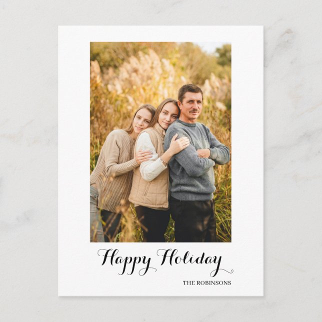 Modern Minimalist Holiday Family Photo Postcards (Front)