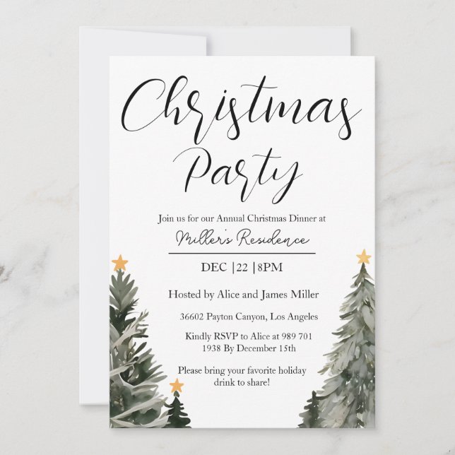 Modern Minimalist Holiday Invitation (Front)