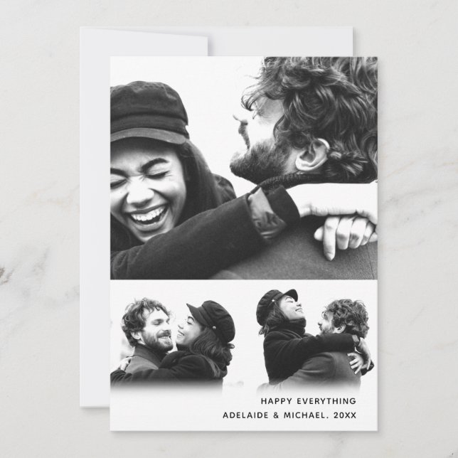 Modern Minimalist Holiday Photo Collage Card (Front)