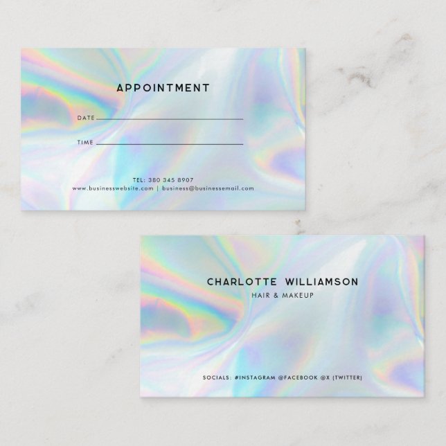 Modern Minimalist Holographic Professional Appointment Card (Front/Back)