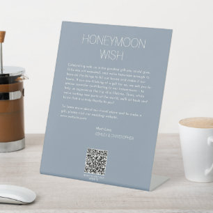Modern Minimalist Honeymoon Wish Wedding Pedestal Sign