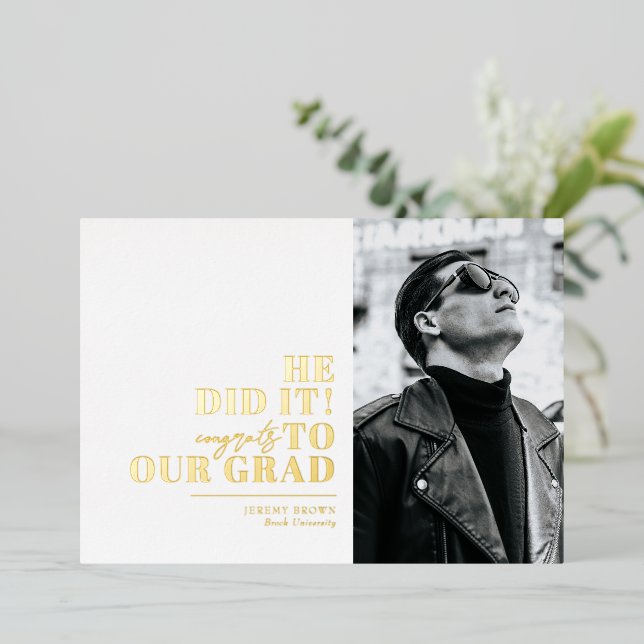 Modern Minimalist Horizontal 3 Photos Graduation (Standing Front)