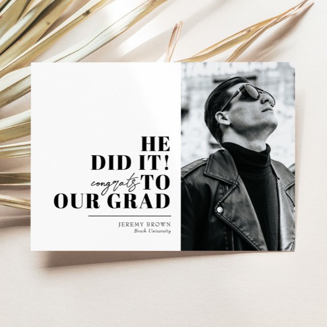 Modern Minimalist Horizontal 3 Photos Graduation Invitation (Creator Uploaded)