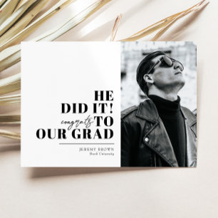 Modern Minimalist Horizontal 3 Photos Graduation Invitation