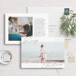 Modern Minimalist Horizontal Merry Christmas Photo Holiday Card