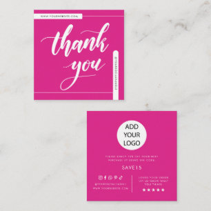Modern Minimalist Hot Pink Thank You Small Square Business Card