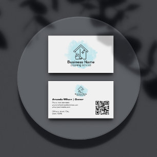 Modern Minimalist House Cleaning Services QR Code Business Card