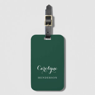 Modern Minimalist Hunter Green  Luggage Tag