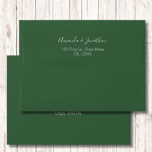 Modern Minimalist Hunter Green Pre-addressed Envelope