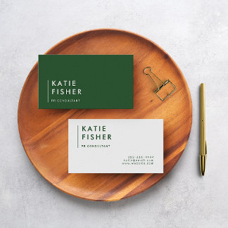 Modern Minimalist: Hunter Green & White  Business Card