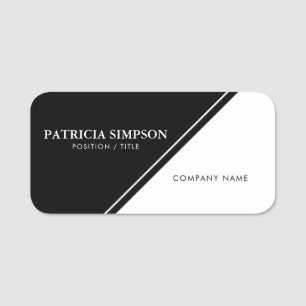 Modern Minimalist Identity: Elegant Black & White Name Tag