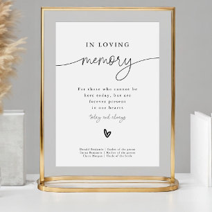 Modern Minimalist In Loving Memory Wedding Sign