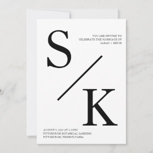 Modern Minimalist Inital Wedding Invitation