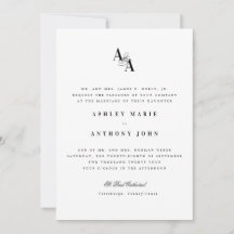Modern Minimalist Inital Wedding Reception Card