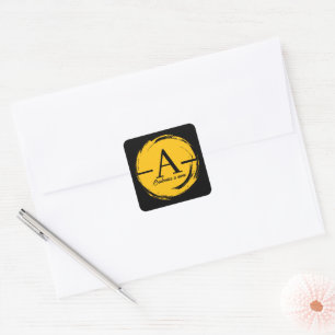 Modern Minimalist Initial Monogram Custom Gold Bru Square Sticker