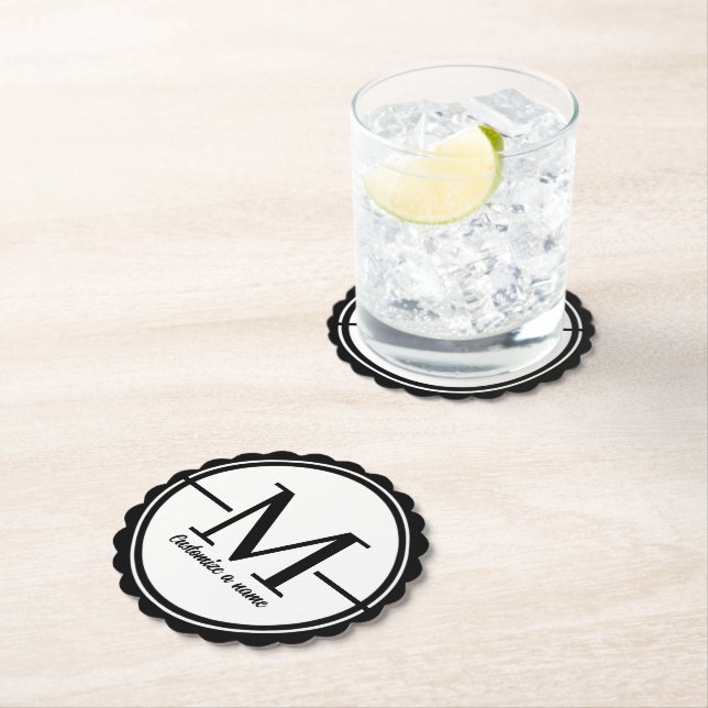 Modern Minimalist Initial Monogram Paper Coasters (Insitu)