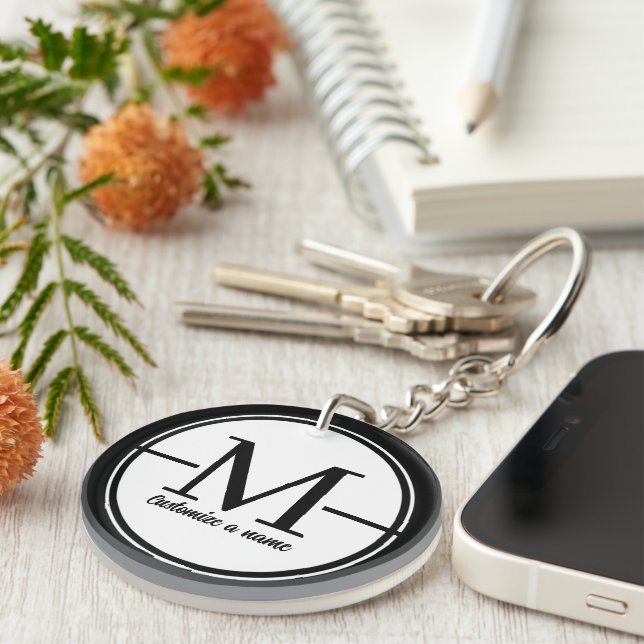 Modern Minimalist Initial Monogram Round Acrylic K Key Ring (Front Right)