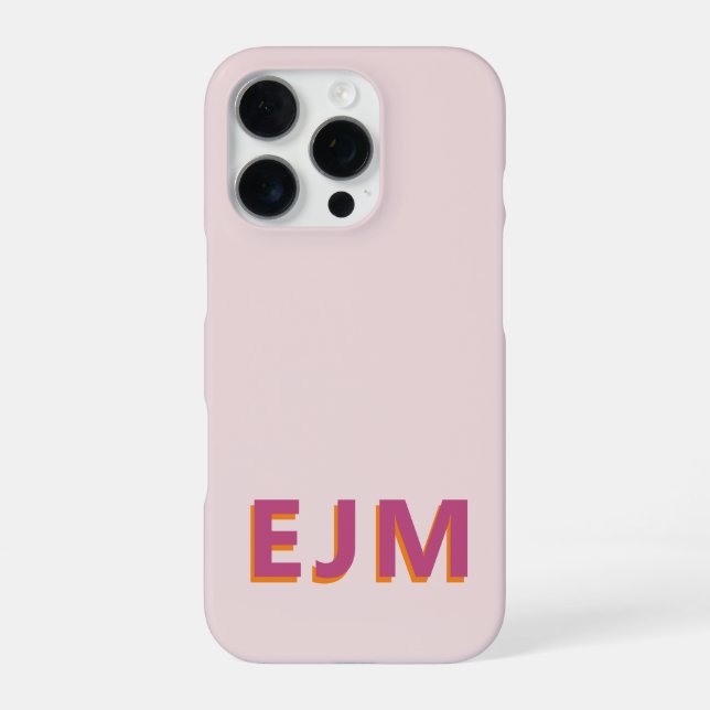 Modern Minimalist Initial Monogrammed Pink iPhone Case (Back)