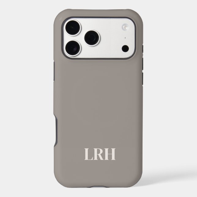 Modern Minimalist Initial Mushroom Grey Monogram  (Back)
