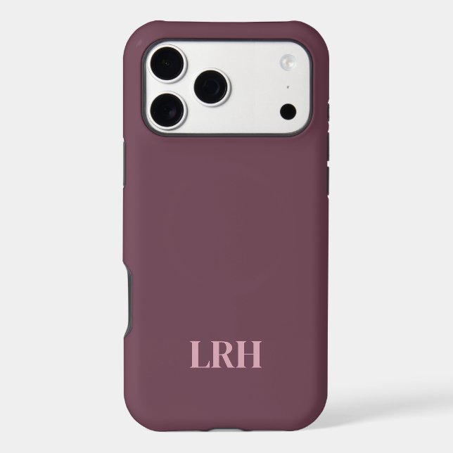 Modern Minimalist Initial Plum Maroon Monogram  (Back)