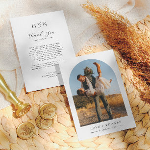 Modern Minimalist Initials Arch Photo Wedding Thank You Card