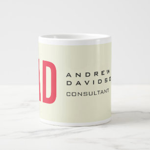 Modern Minimalist Initials Red Monogram Beige Large Coffee Mug
