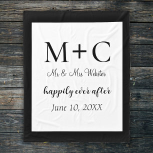 Modern Minimalist Initials Wedding  Fleece Blanket