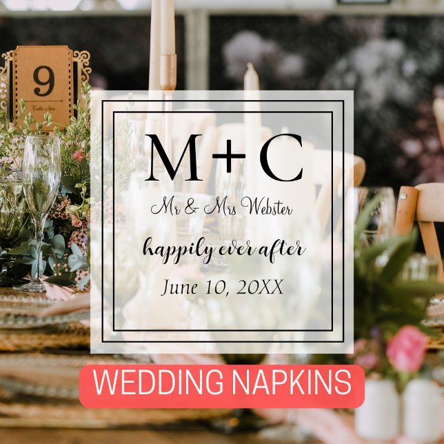 Modern Minimalist Initials Wedding  Napkin (Creator Uploaded)