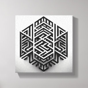 Modern Minimalist Isometric Labyrinth - Abstract 3 Canvas Print