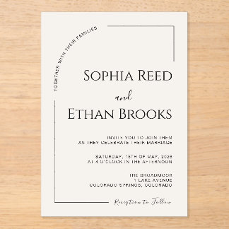 Modern Minimalist Ivory Editorial Wedding Acrylic Invitations