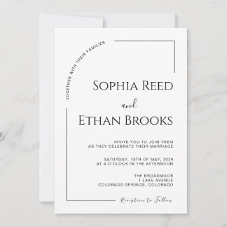 Modern Minimalist Ivory Editorial Wedding Invitation